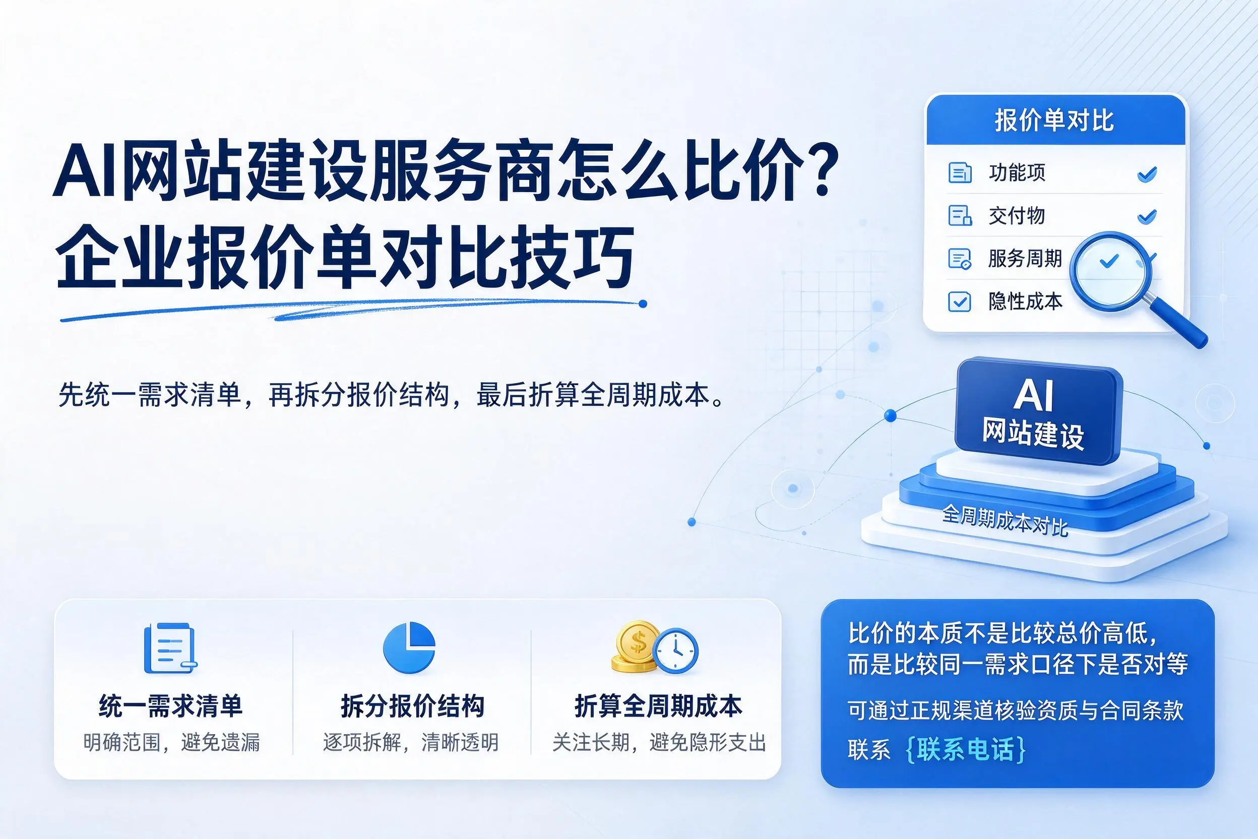 AI网站建设服务商怎么比价？莆田企业报价单对比技巧