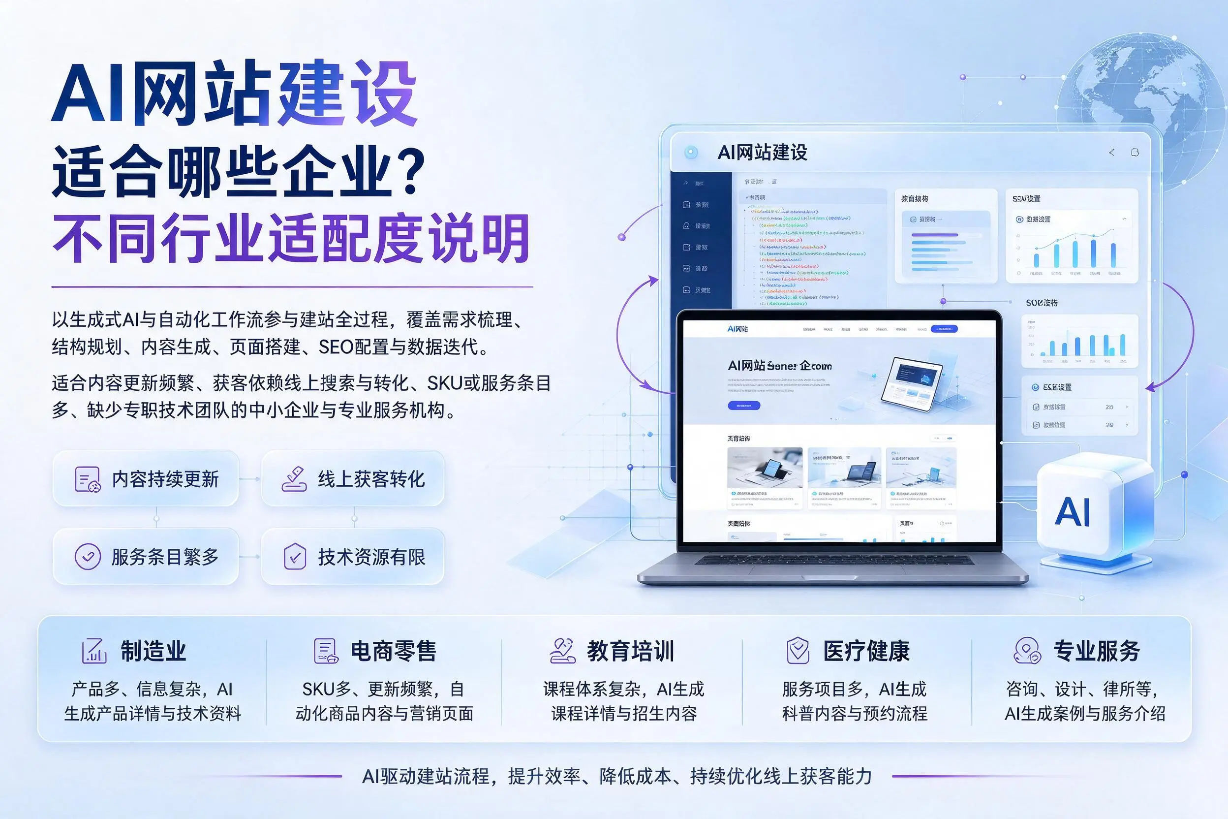 AI网站建设适合哪些企业?莆田不同行业适配度说明